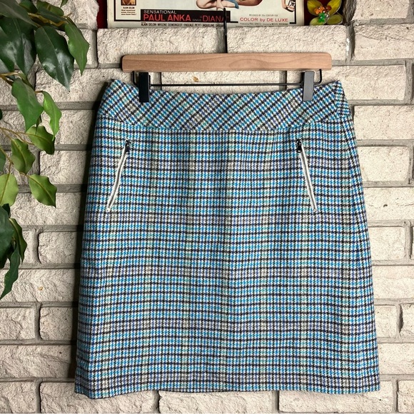 Talbots Wool Blend Houndstooth Pencil Skirt - Picture 1 of 7